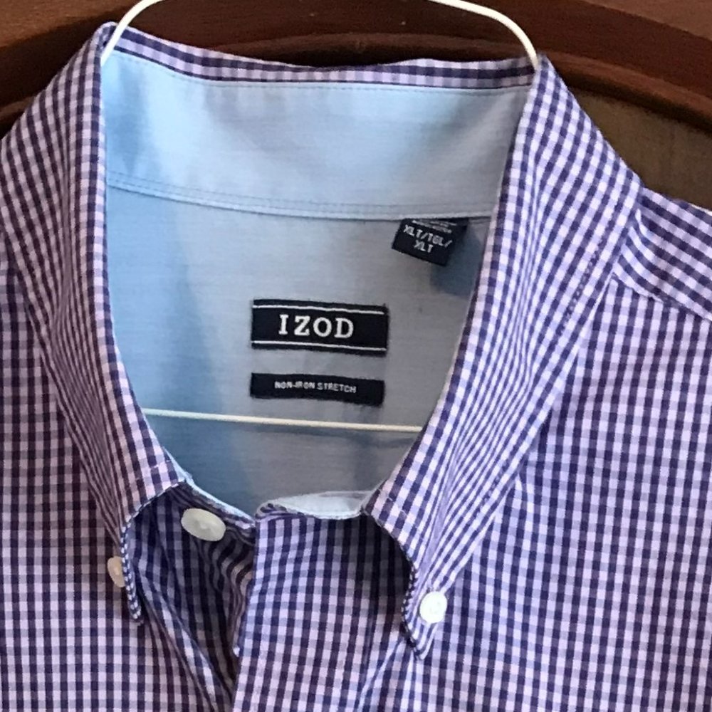 Izod Purple Gingham Button-Down Shirt